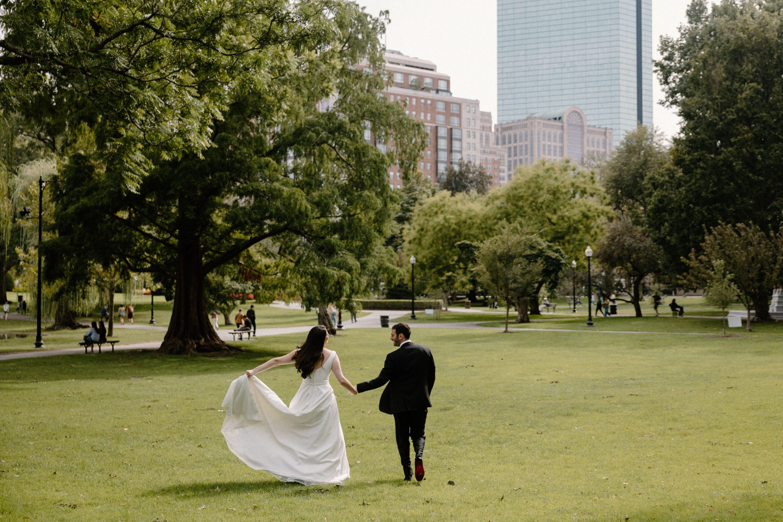 Intimate moment captured during a Boston Public Garden wedding.