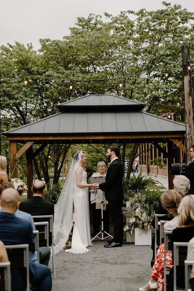 Newlyweds celebrating their wedding in Boston Massachusetts